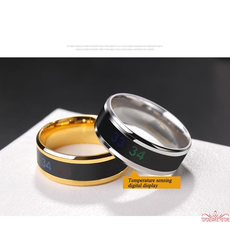 ❣TOP☞Smart Temperature Couple Ring Fashion New Mood Temperature Display Ring