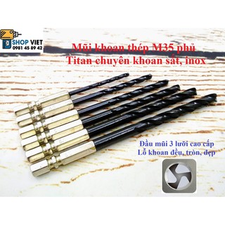 Bán lẻ mũi khoan cao cấp thép M35 phủ Titan (khoan sắt, inox) chuôi lục giác