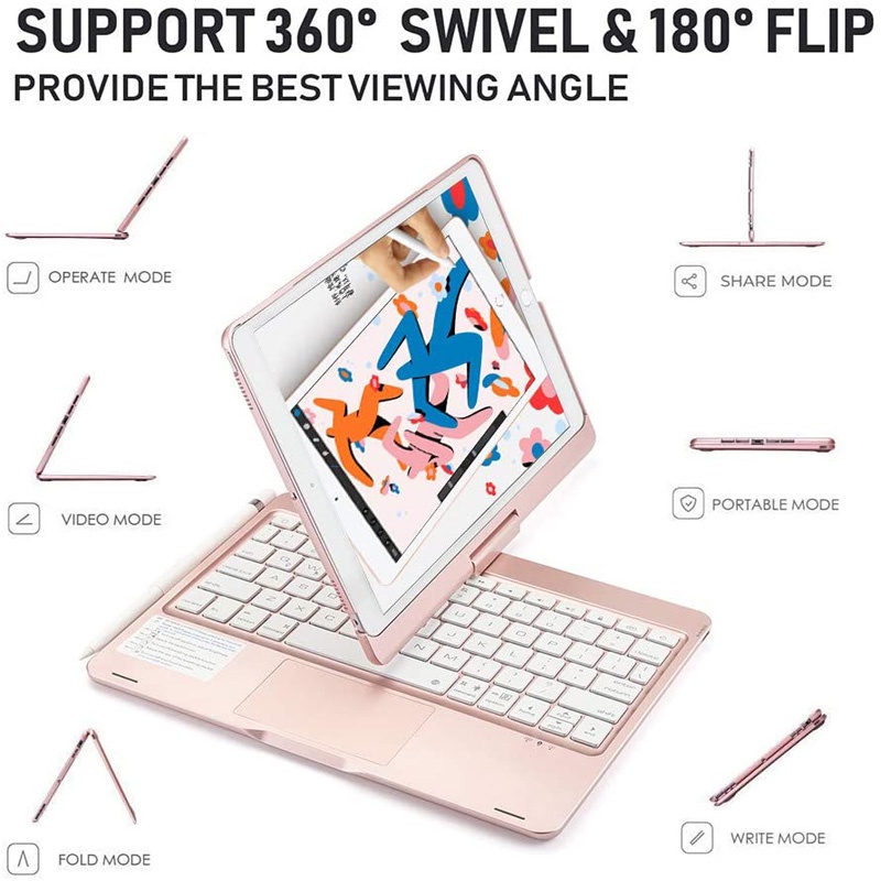 Bao Da Máy Tính Bảng Có Bàn Phím bluetooth Không Dây Cho ipad 10.2 7th 8th 9th gen 10th generation 10.9 '' ipad pro 11 10.5 air 3 4 5 Ốp