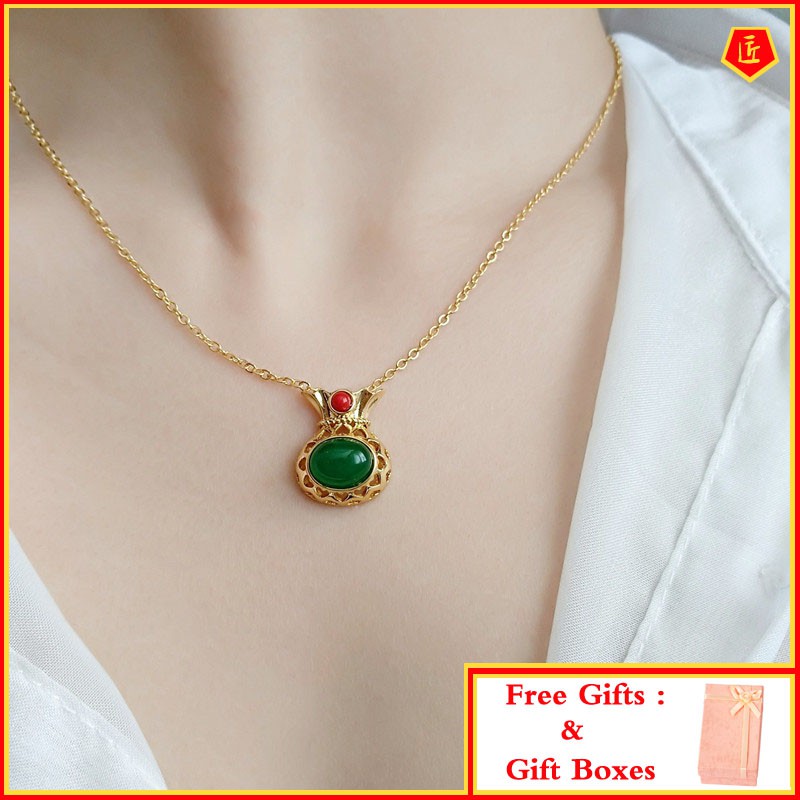 Dây Chuyền Mặt Ngọc Lục Bảo Kiểu Dáng Sang Trọng Cho Nữ