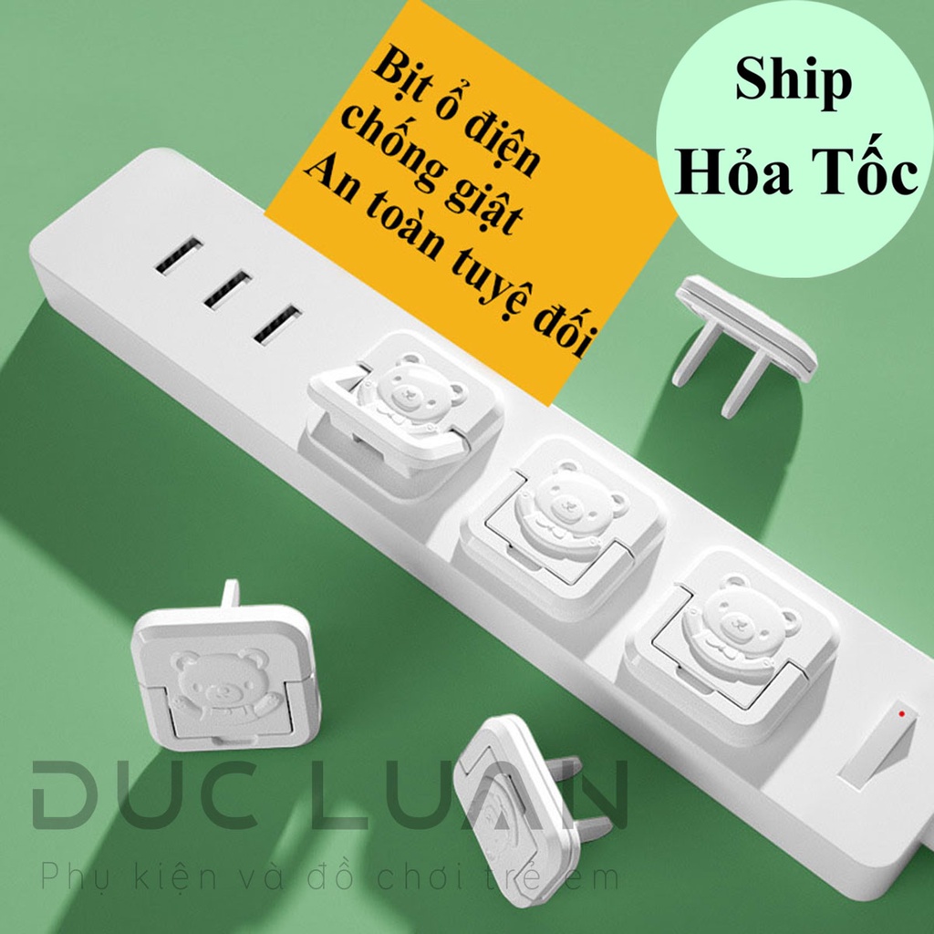 Bịt Ổ Điện Chống Giật Cho Bé - Nhự Abs An Toàn - Chống Cháy - Quai Đeo Thông Minh, Ổ 2 Chân Và 3 Chân