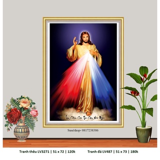 Tranh thêu chữ thập Lòng thương xót LV3271 (51 x 72cm)