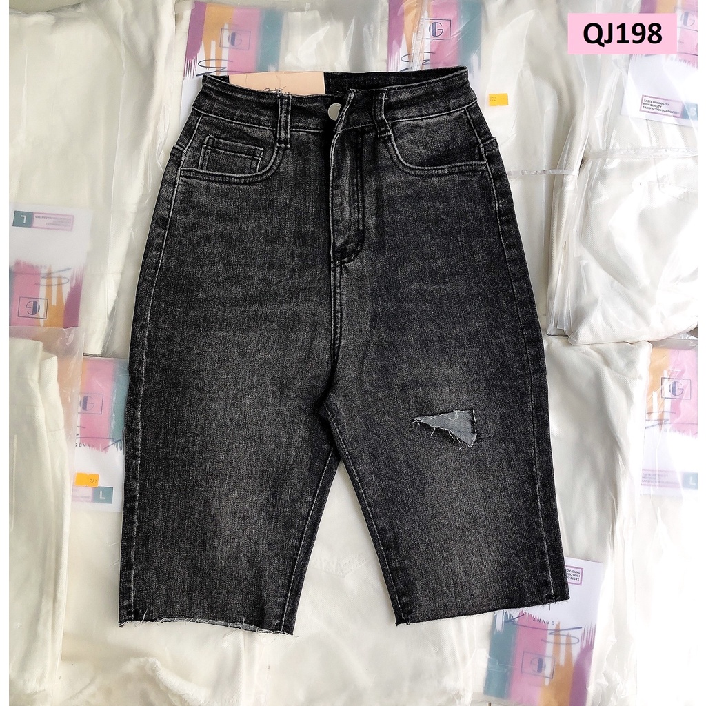 Quần jeans ngố co giãn rách đùi nhẹ QJ198