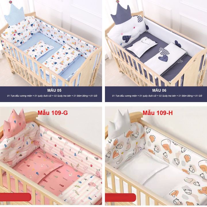 SET QUÂY NÔI HOÀNG GIA VƯƠNG MIỆN CAO CẤP: Nệm, Gối, 4 Quây