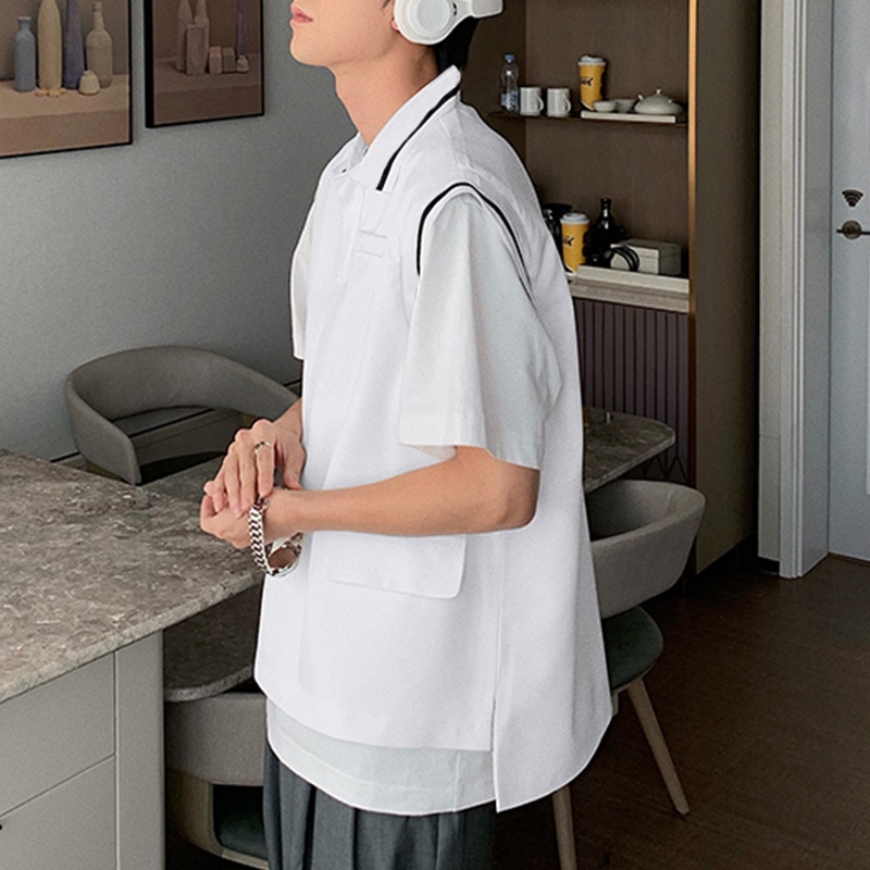 Áo Đồng Phục Học Sinh Sát Nách Cổ Bẻ Thời Trang Mùa Hè Cho Nam