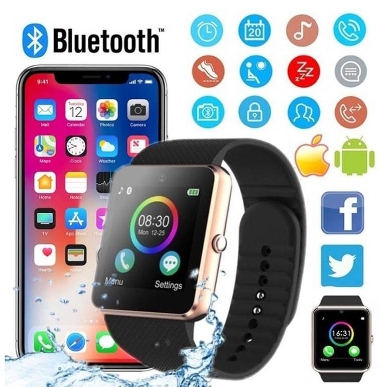 Đồng hồ thông minh GT08 bluetooth kỹ thuật số hỗ trợ chụp ảnh có khe để thẻ sim sử dụng cho IOS Android