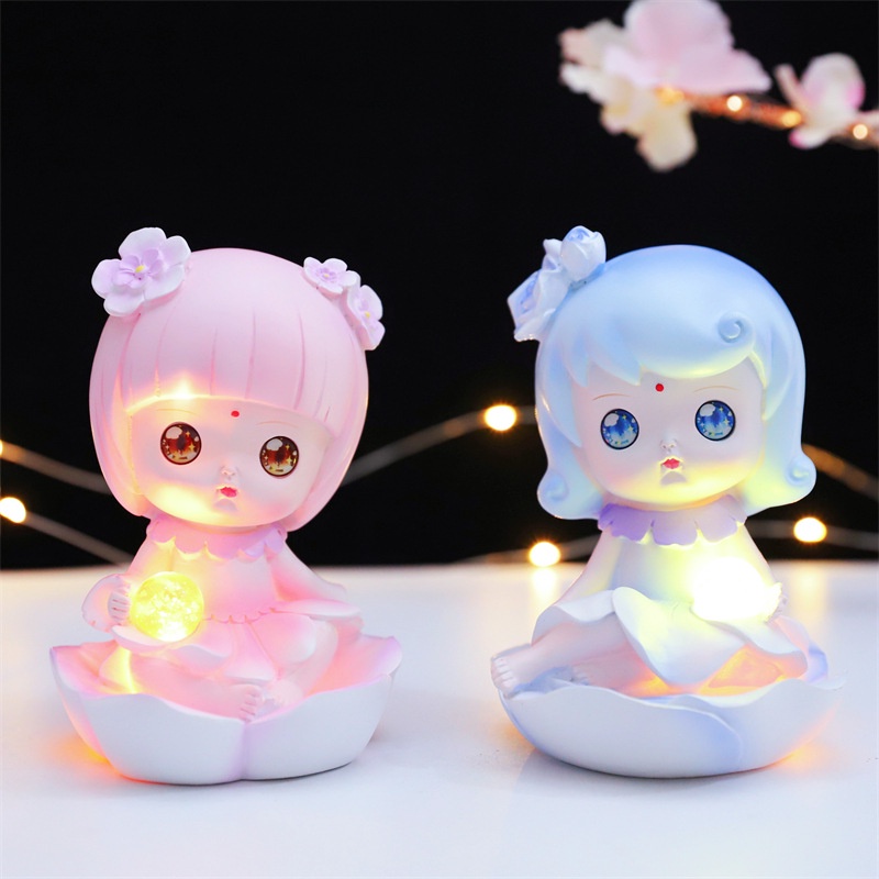 Hàng Mới Về Mới Đèn Ngủ Trang Trí Hình Cô Gái Và Hoa Sáng Tạo