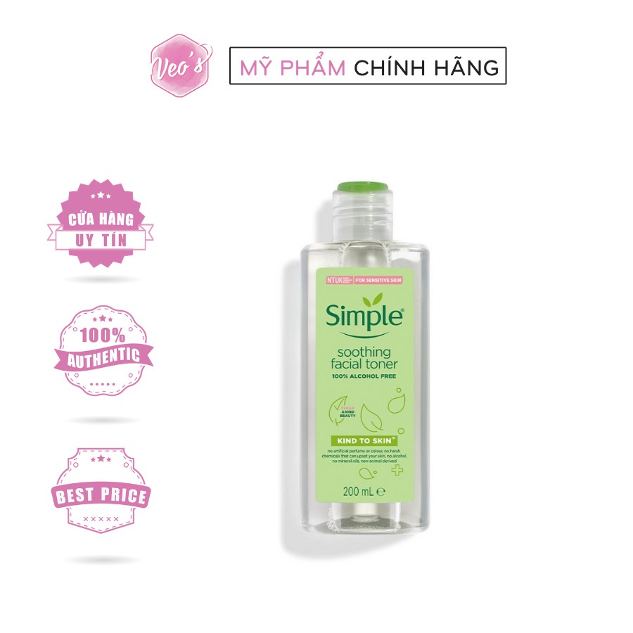 Nước hoa hồng Simple Soothing Toner 200ml