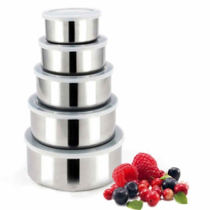 Bộ 5 Thố inox đựng thức ăn có nắp
