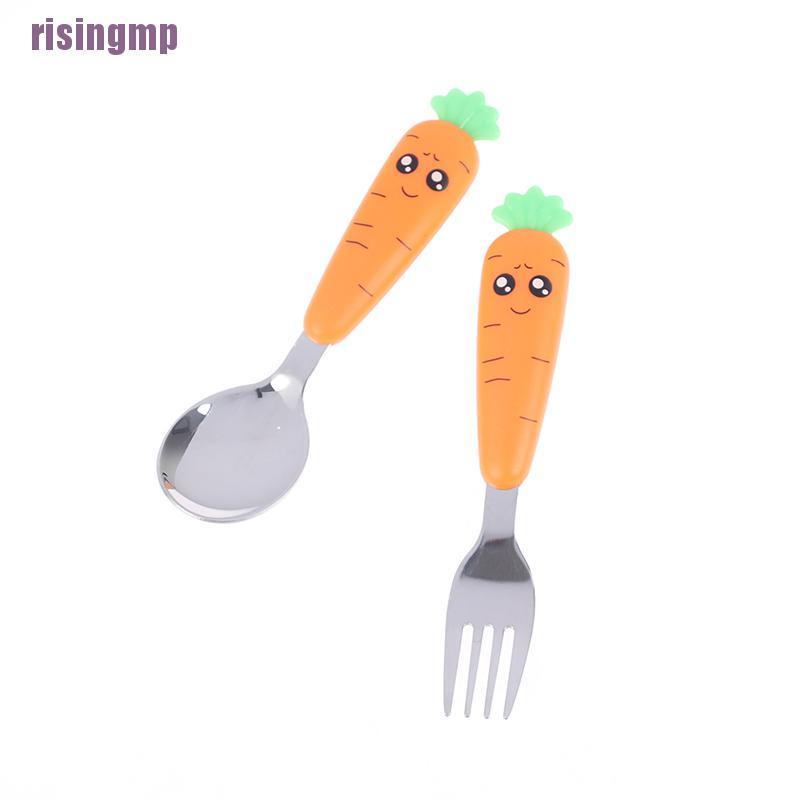 Bộ Muỗng / Nĩa / Muỗng / Nĩa Bằng Thép Không Gỉ Hình Củ Cà Rốt Hoạt Hình Độc Đáo