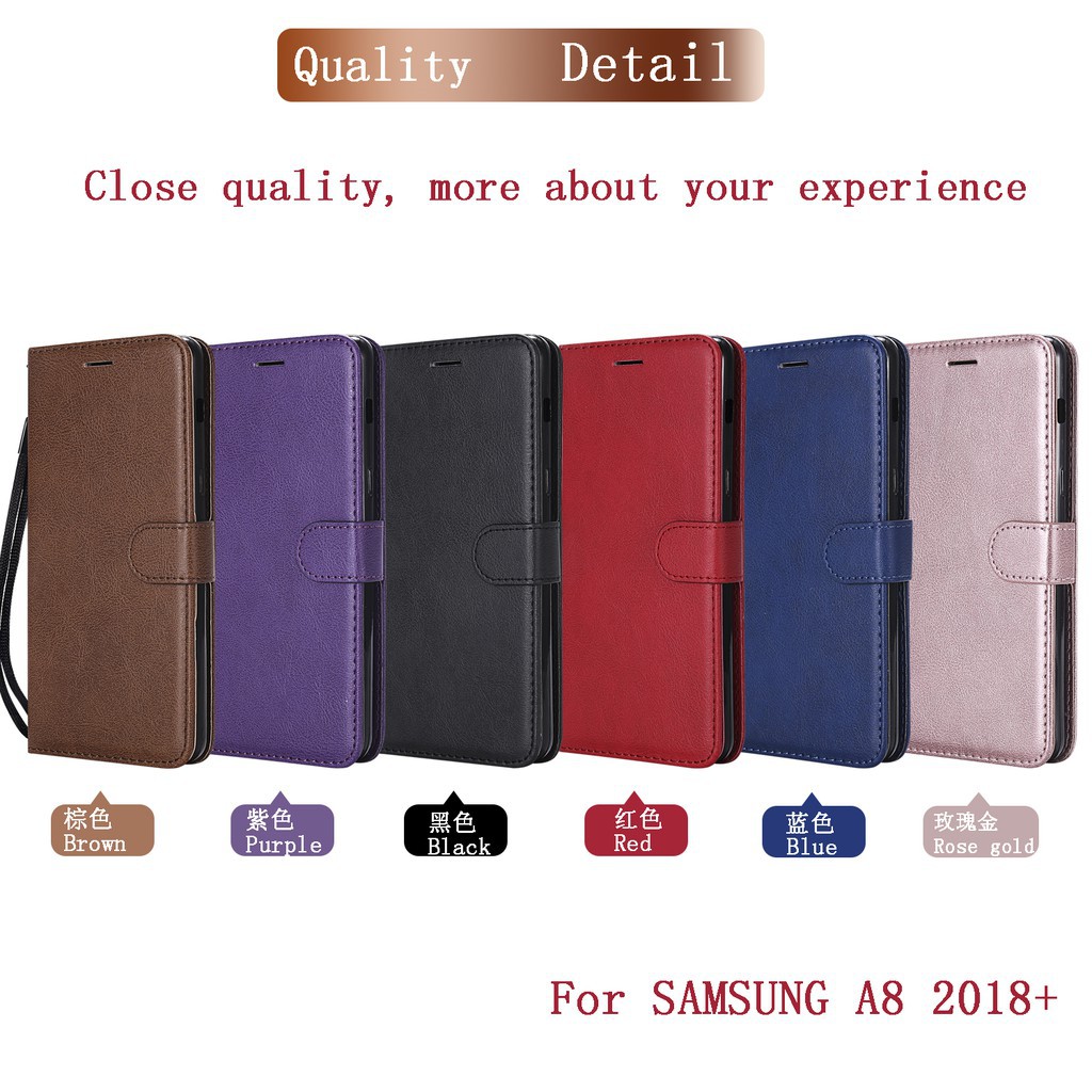 Bao da điện thoại có ngăn đựng thẻ cho Samsung A8/A8 Plus | BigBuy360 - bigbuy360.vn