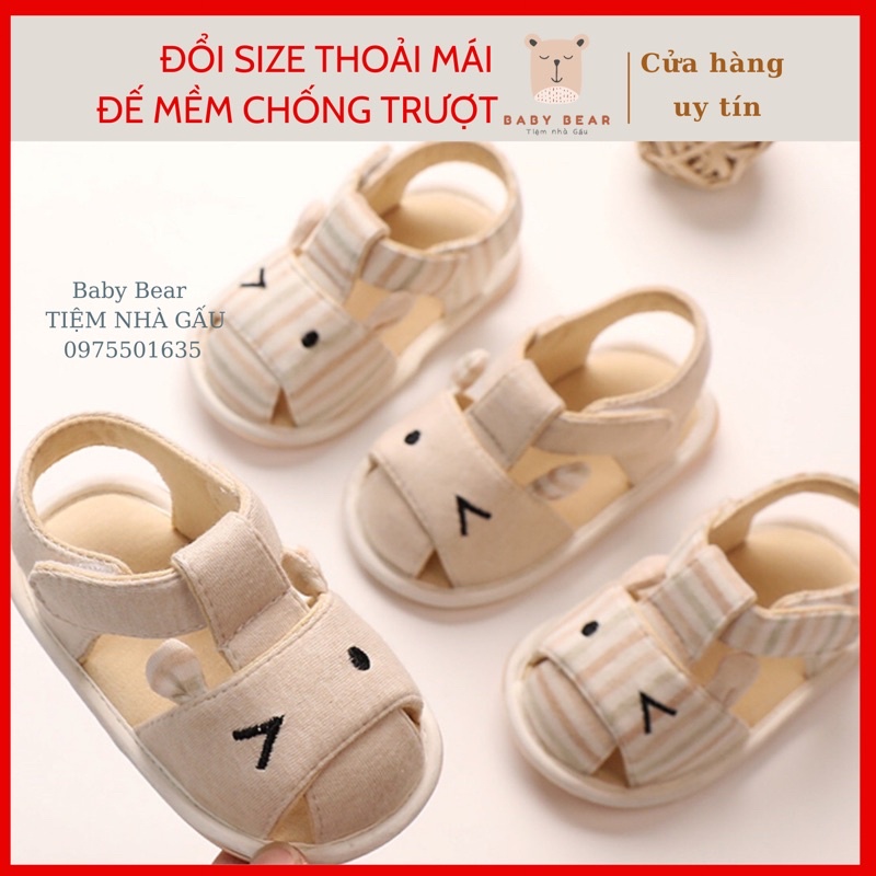 Dép tập đi cho bé 0-18 tháng tuổi chống trơn trượt đính nơ cho bé gái ORGANIC cotton hữu cơ tự nhiên hàng siêu xinh