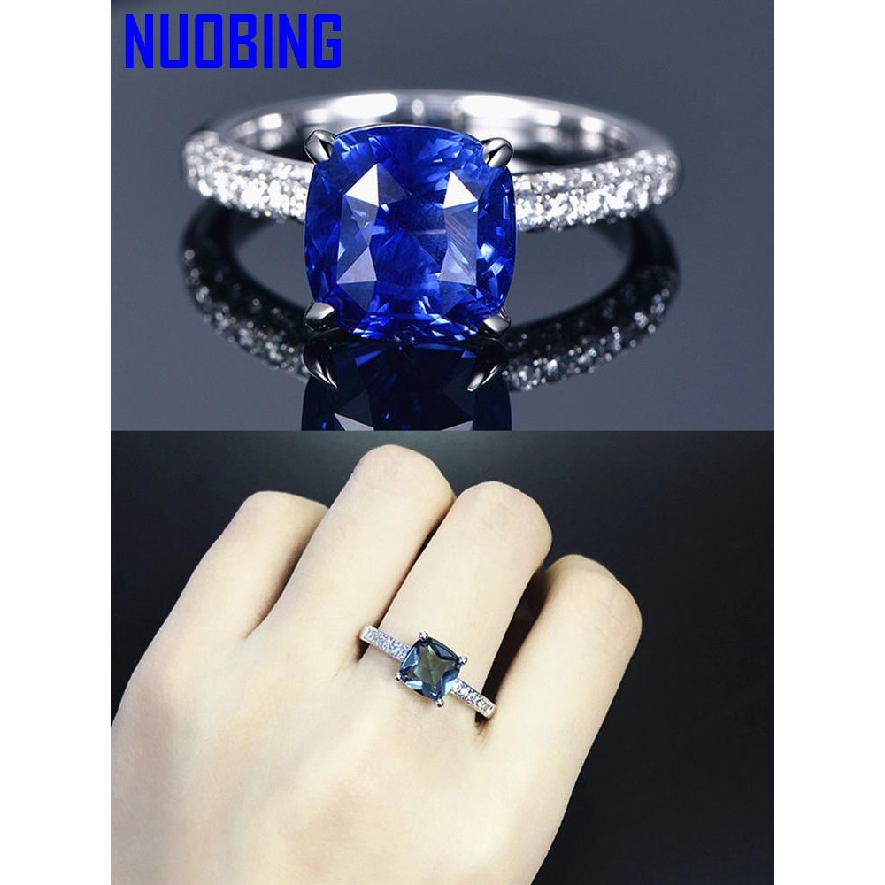 Elegant Sapphire Topaz Emerald Gemstones Diamonds Blue Crystal Rings For Women White Gold Silver Color Jewelry Bijoux Bague Gift|Rings|