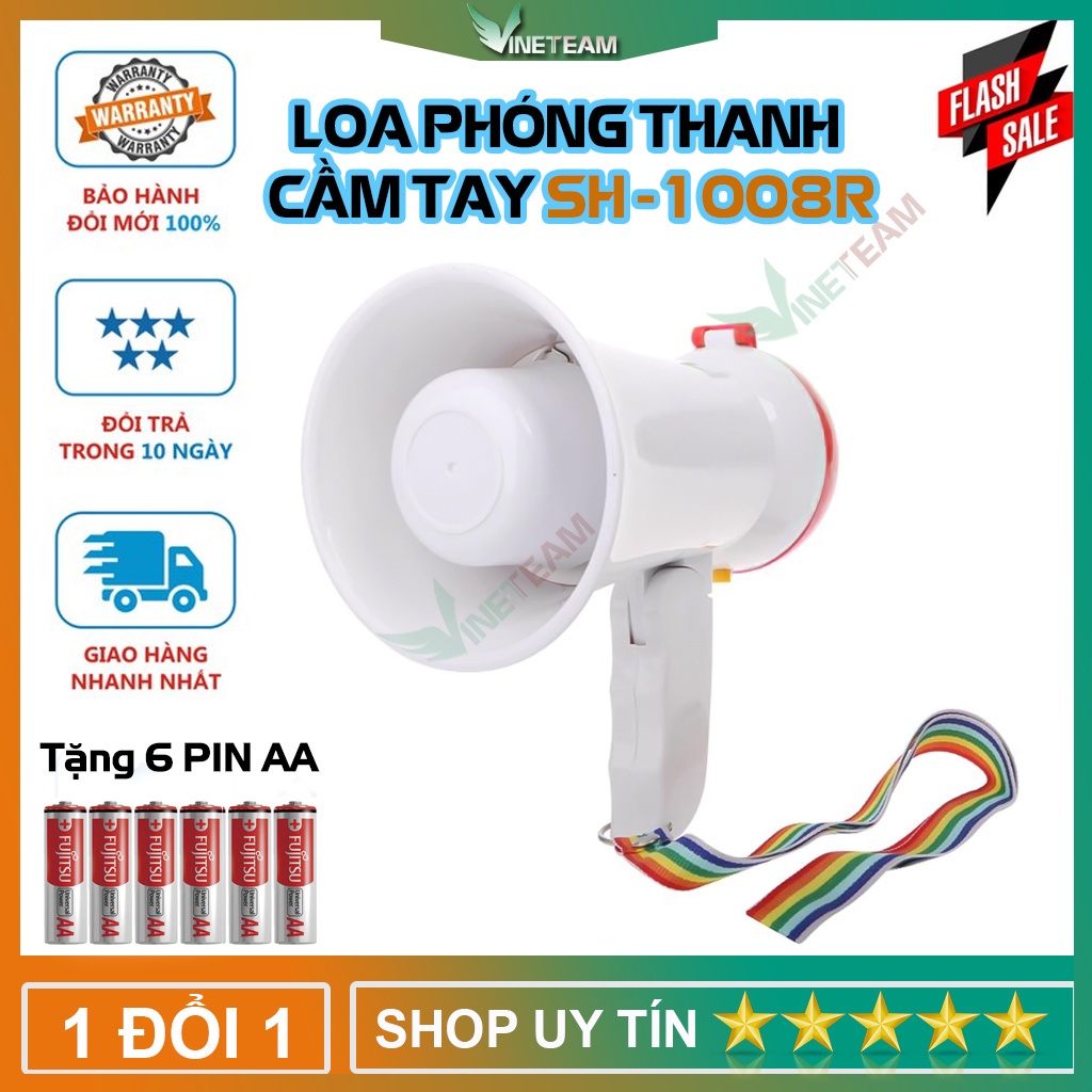 [Loa Phát Thanh] Loa Phóng Thanh Cầm Tay Mini SH-1008 TẶNG KÈM 6 Viên Pin AA -DC4701+DC00002