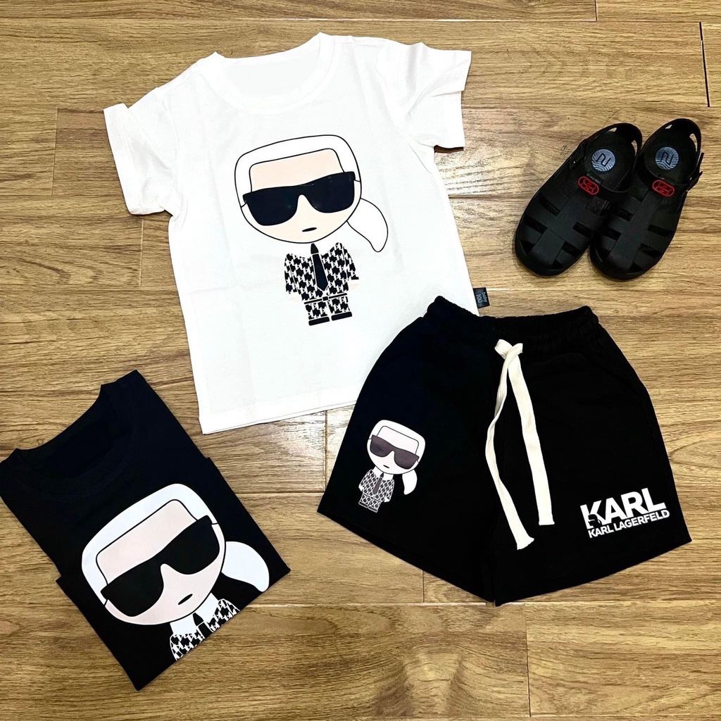Set bộ quần đùi áo thun cho bé họa tiết Karl vải cotton mềm mịn, thoáng mát – Sammy_VN