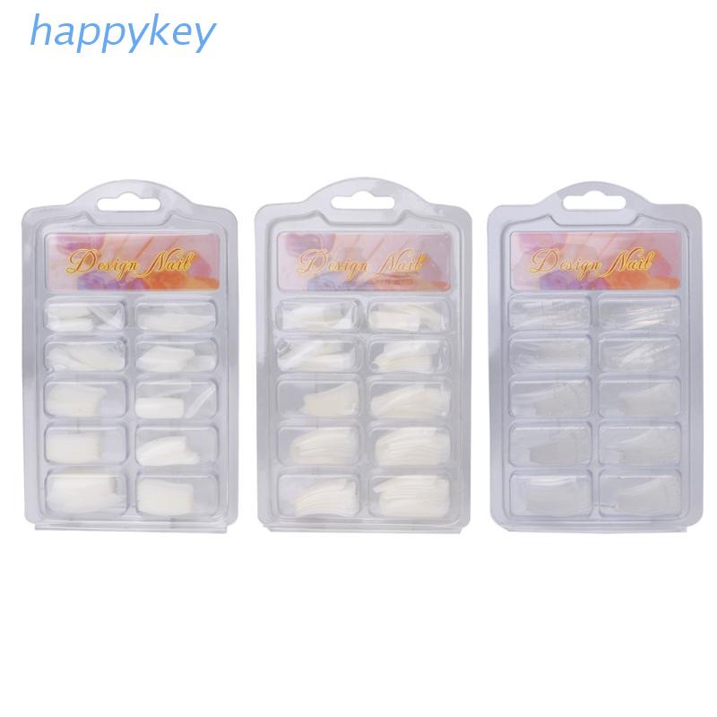 Bộ 100 móng tay giả chất liệu acrylic màu trong suốt phong cách Pháp tự nhiên