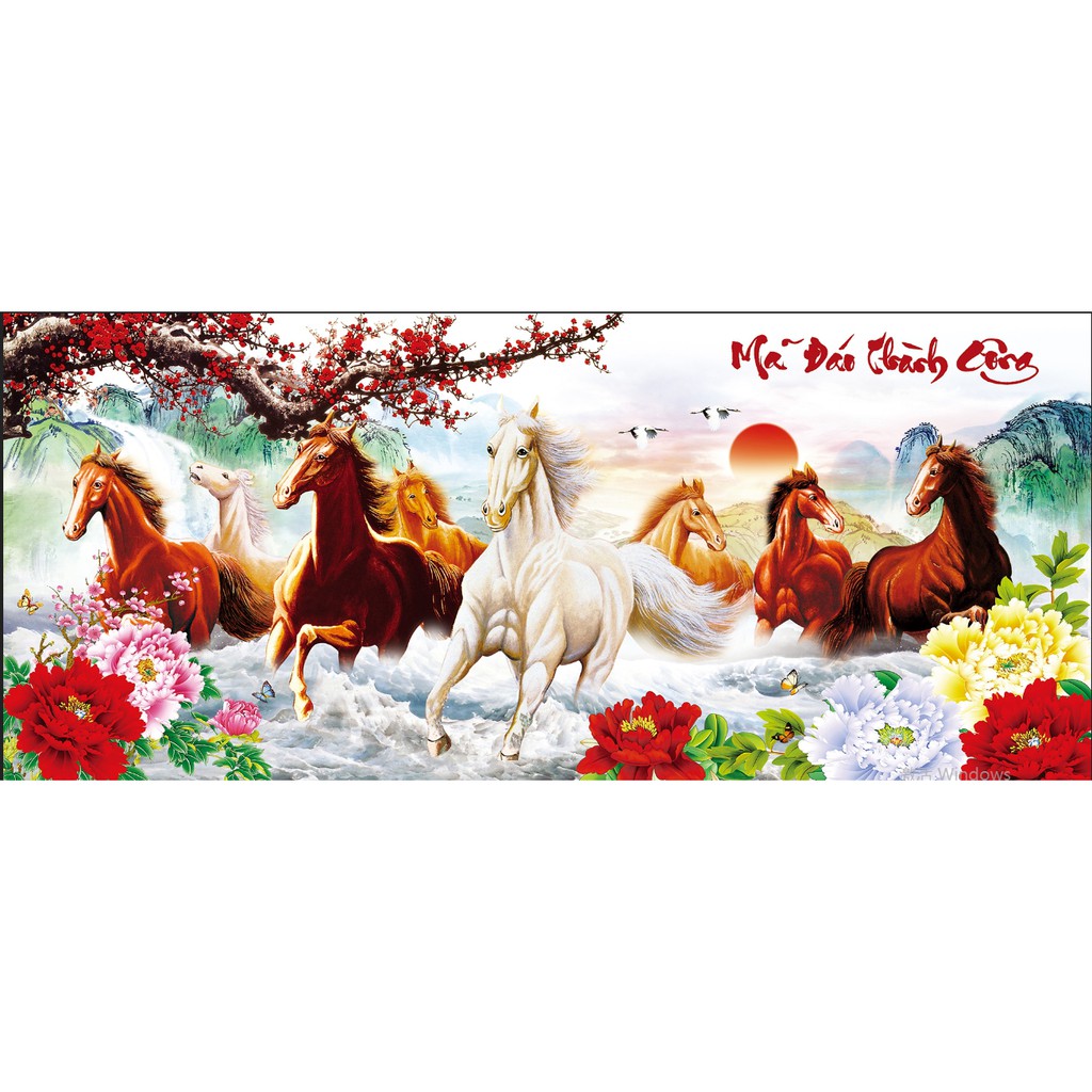 Tranh đính đá ngựa Mã đáo thành công cành đào KÍCH THƯỚC LỚN GIÁ RẺ | BigBuy360 - bigbuy360.vn