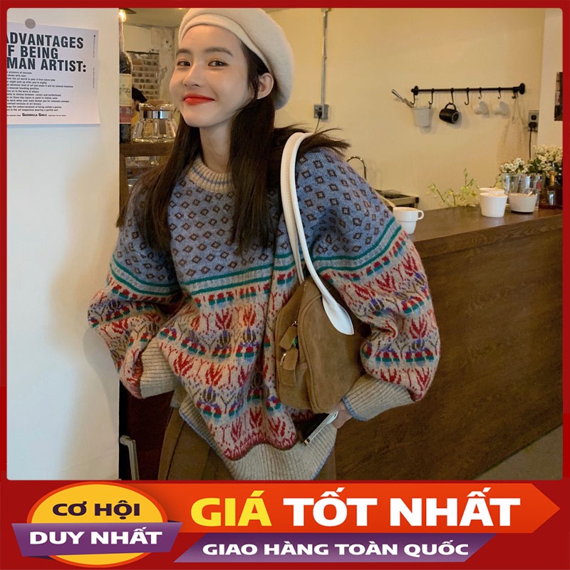 Áo Len Họa Tiết Thổ Cẩm Hàng Quảng Châu M1060-Violet