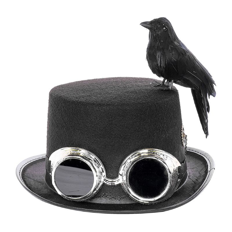 Xiangbao Mũ Jazz Màu Đen Phong Cách Gothic Steampunk Bằng Kim Loại Nặng Dùng Hóa Trang Lễ Hội Nhạc Lễ Hội Steampunk