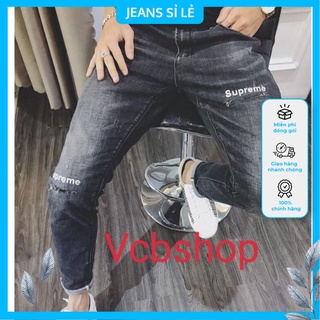 Quần jean nam mẫu phối chữ rách Vcbshop v9363