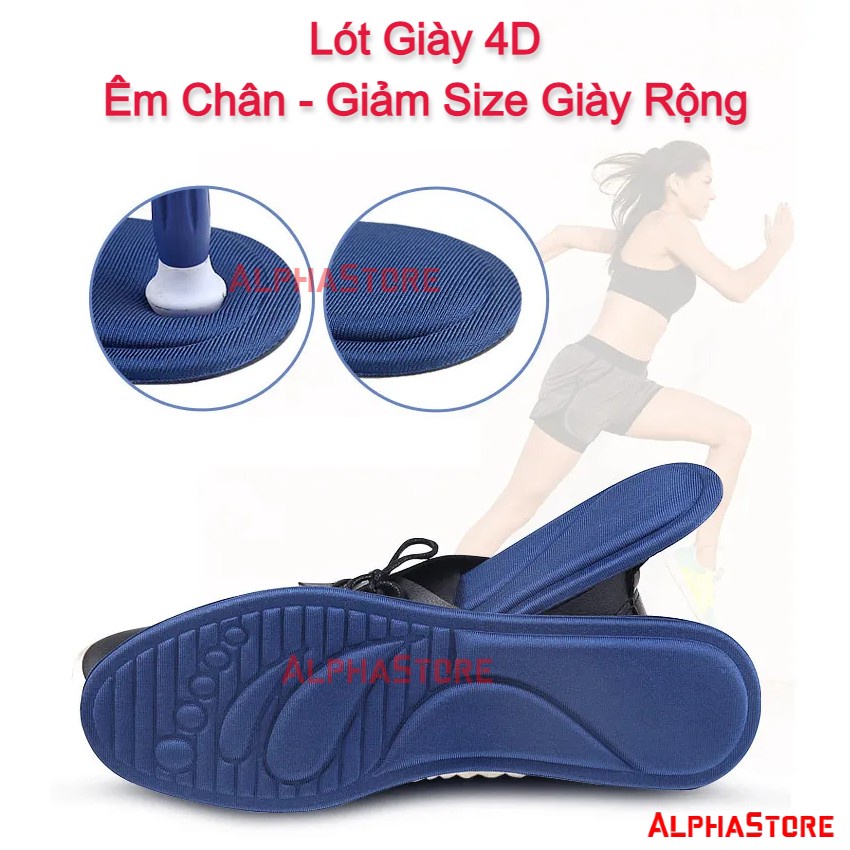 Lót Giày 4Dv2 Dầy Dạn, Êm Chân, Giảm Size Giày Rộng - Thiết Kế Phẳng - Cặp Lót Giầy 4D Mềm, Chống Trượt, Hạn Chế Mùi Hôi