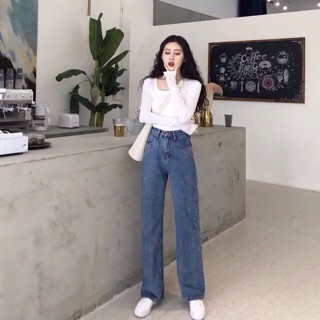 ORDER Quần Jeans ống rộng dáng dài