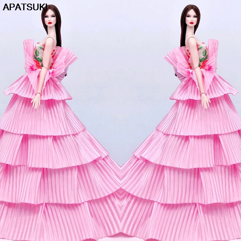 Bộ Trang Phục Họa Tiết Hoa Màu Hồng Thời Trang Dành Cho Búp Bê barbie Tỷ Lệ 1 / 6