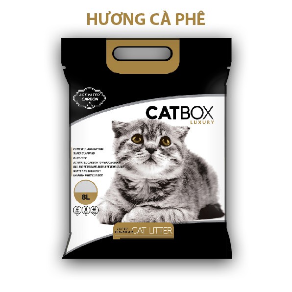 Cát vệ sinh cho mèo bổ sung than hoạt tính CATBOX túi 8L