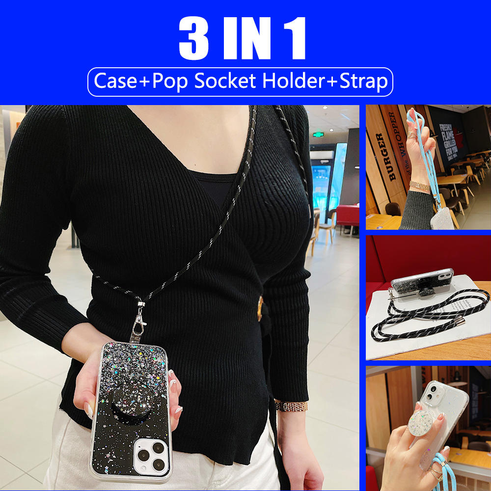 POP SOCKET Ốp Lưng Điện Thoại Thời Trang + Giá Đỡ + Dây Đeo Dành Cho Oppo A15 A73 A93 A33 A53 A52 A92 2020 Reno 2f Pro 4g
