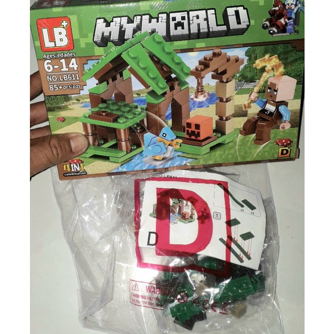Lắp ráp 1 hộp Minecraft My World LB611 Lâu Đài có nhiều chi tiết bằng nhựa ABS