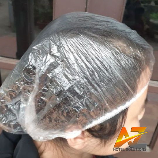 Mũ chụp tóc nilon dùng một lần cho khách sạn, nhà nghỉ, homestay, vila, spa dạng con sâu