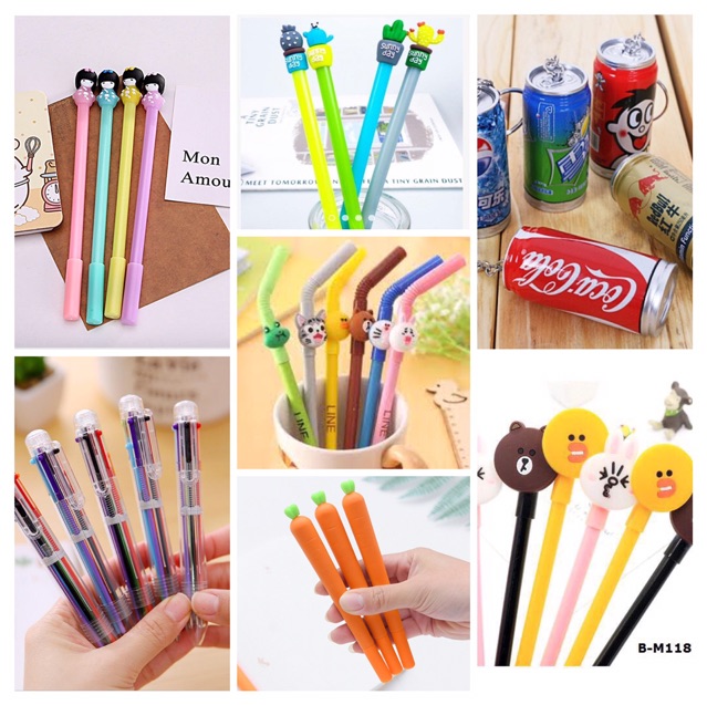 Set 20 bút hoạt hình tặng kèm túi zip