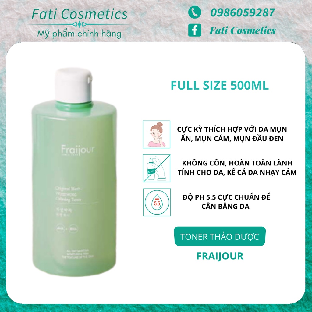 500ml - TONER THẢO DƯỢC Fraijour Original Herb Wormwood Calming Toner