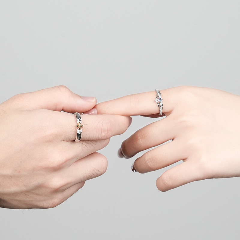 Nhẫn Hở Mạ Bạc 925 Đính Đá Zircon Xanh Dương Sáng Tạo Thời Trang Có Thể Điều Chỉnh Cho Cặp Đôi