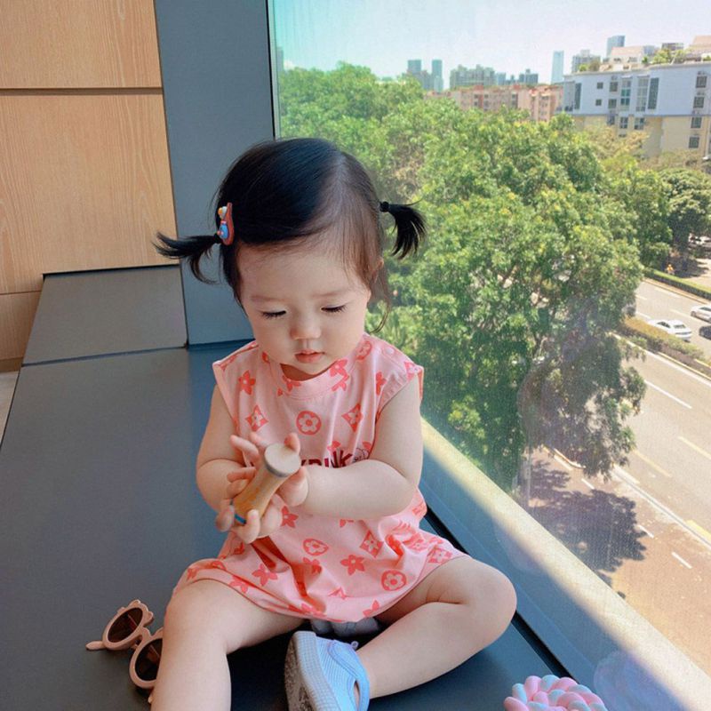 Đầm Không Tay In Họa Tiết Dễ Thương Thoáng Khí Phong Cách Phương Tây Cho Bé Gái