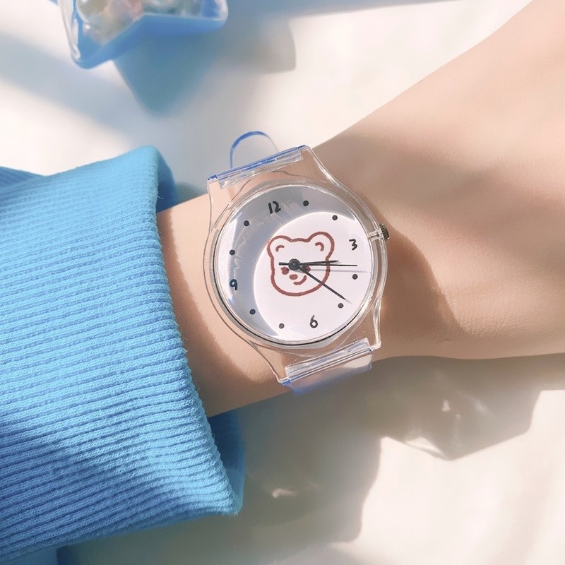 Đồng Hồ Đeo Tay Trong Suốt Thiết Kế Đơn Giản Dễ Thương Cho Nữ