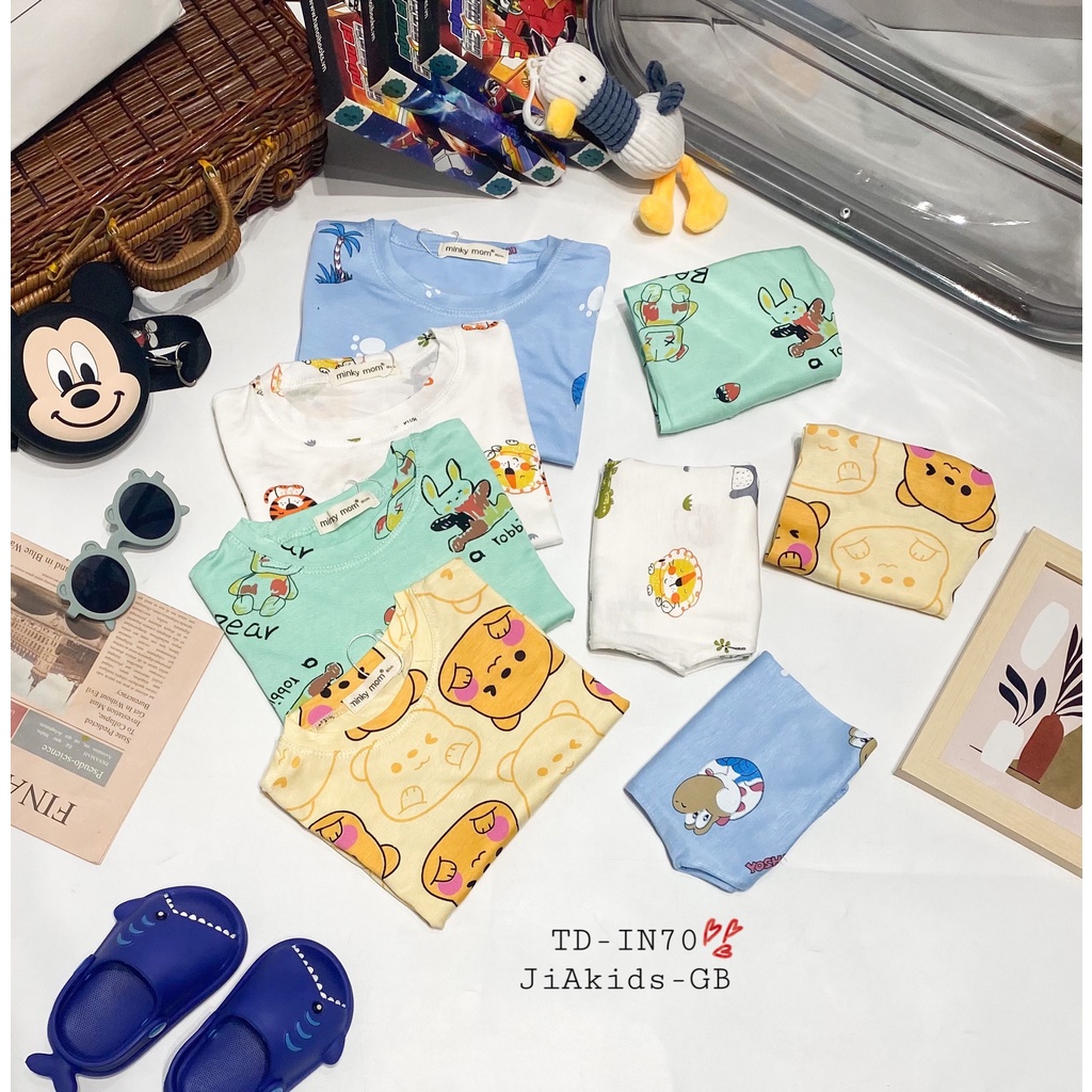 [Bé:8-27kg] Bộ Quần Áo Dài Tay Minky Mom Thun Lạnh Thoáng Mát Thiết In Hoạ Tiết Toàn Thân Cho Bé 0-7 Tuổi- Mã TD-IN70