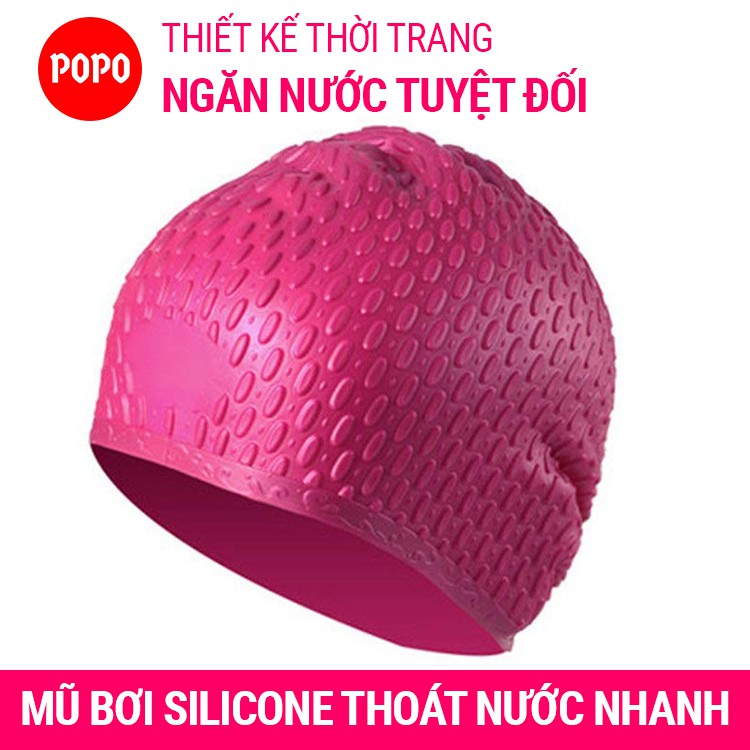 Mũ bơi người lớn nón bơi cho nam và nữ che tai POPO CA32 mũ bơi silicone có nốt sần