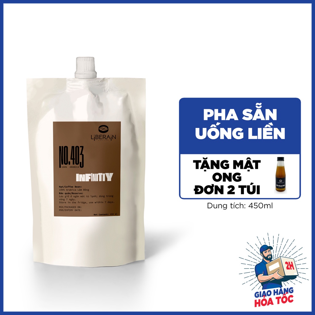 Cold Brew Uống Liền Liberain Infinity - Rót ra dùng được ngay, cold brew pha sẵn, tiện lợi hơn cold brew đóng chai