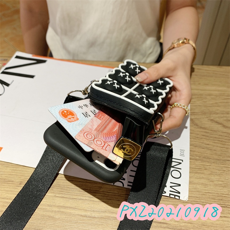 Ốp điện thoại gắn ví hoạt hình phối dây đeo thích hợp cho IPhone 13 12 11 pro pmax 13 12 mini X XS XR XSMAX 5 5S 6 7 8+