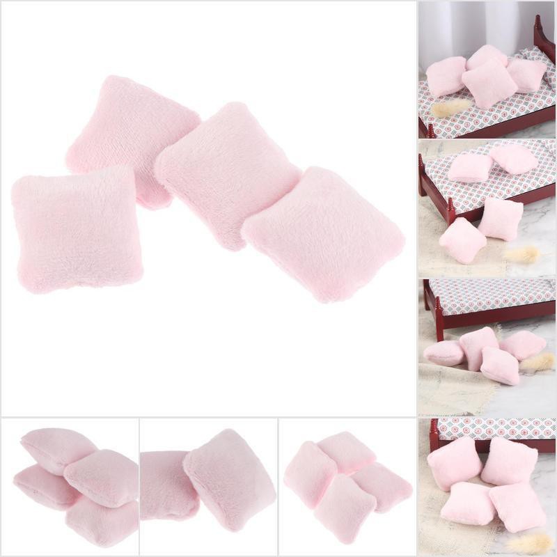 [HoMSI] 4Pcs 1/12 Dollhouse Miniature Pillow Cushions For Sofa Couch Bed Furniture Toy SUU