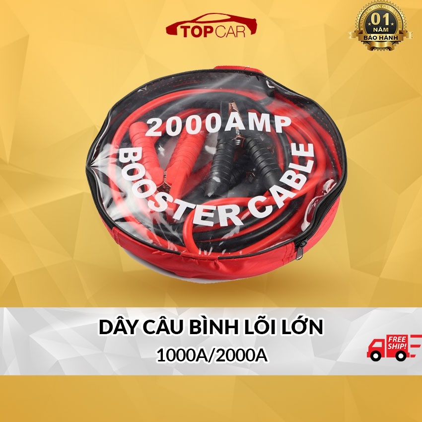 Dây Câu Bình Ắc Quy Ô Tô ⚡FREESHIP⚡ Lõi Đồng SIÊU TO - 1000A/2000A, Kích Điện Ắc Quy Cứu Hộ Ô Tô 2 Mét
