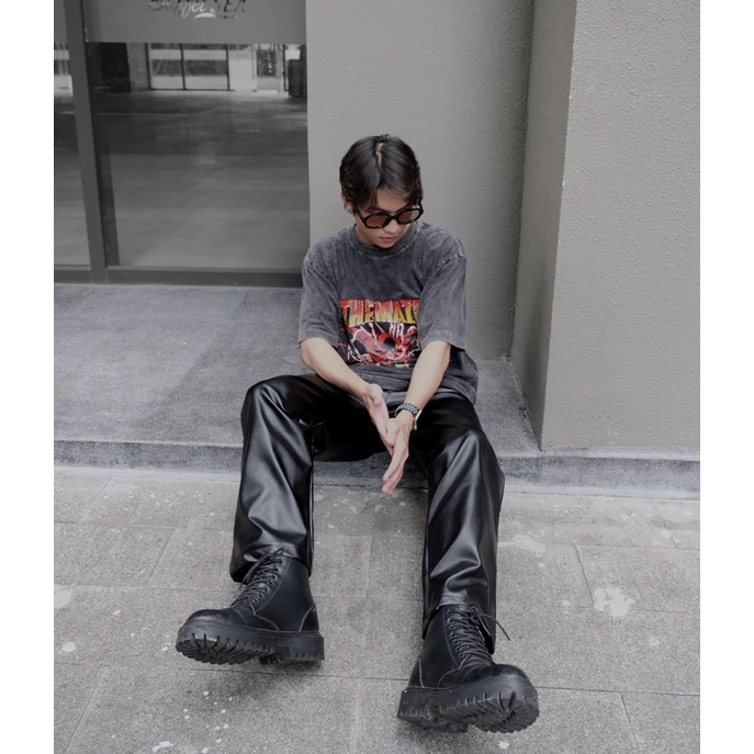 Quần da dáng rộng baggy/trouser THEMAZE