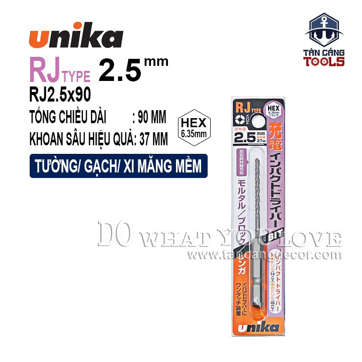 Mũi Khoan Tường Unika RJ Chuôi Dài Lục Giác