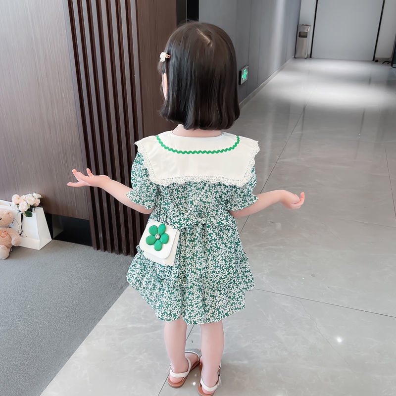 Đầm Công Chúa Họa Tiết Hoa Ngọt Ngào Thời Trang Mùa Hè Hàn Quốc 2022 Mới Cho Bé Gái