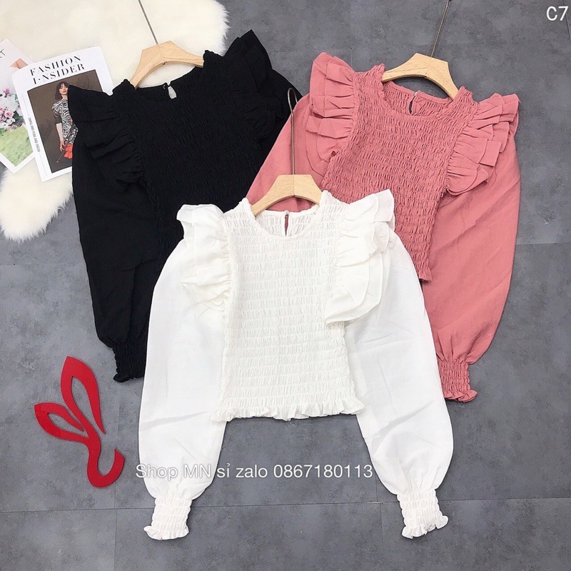 🌹Áo tay dài nhún thun kiểu
