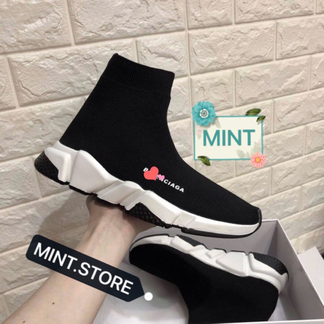 (Video cận cảnh) Giày thể thao sneaker cổ cao đen đế đen