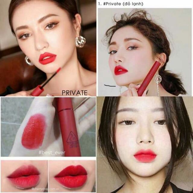 Son 3CE Velvet Lip Tint Private(Đỏ lạnh)