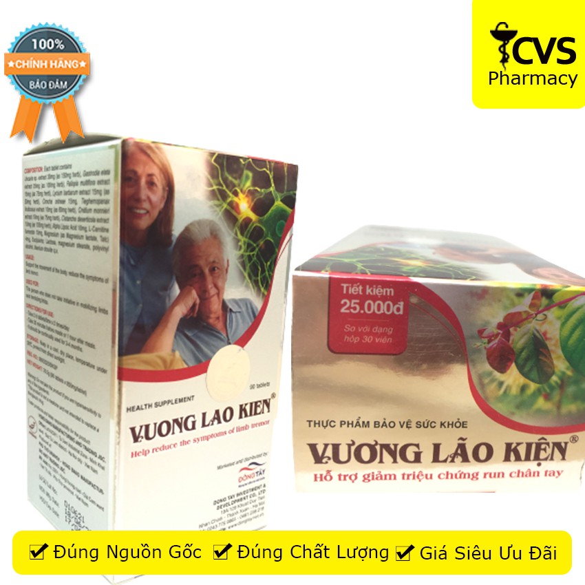 VƯƠNG LÃO KIỆN 90 Viên - Giúp giảm run tay chân hiệu quả - Cvspharmacy