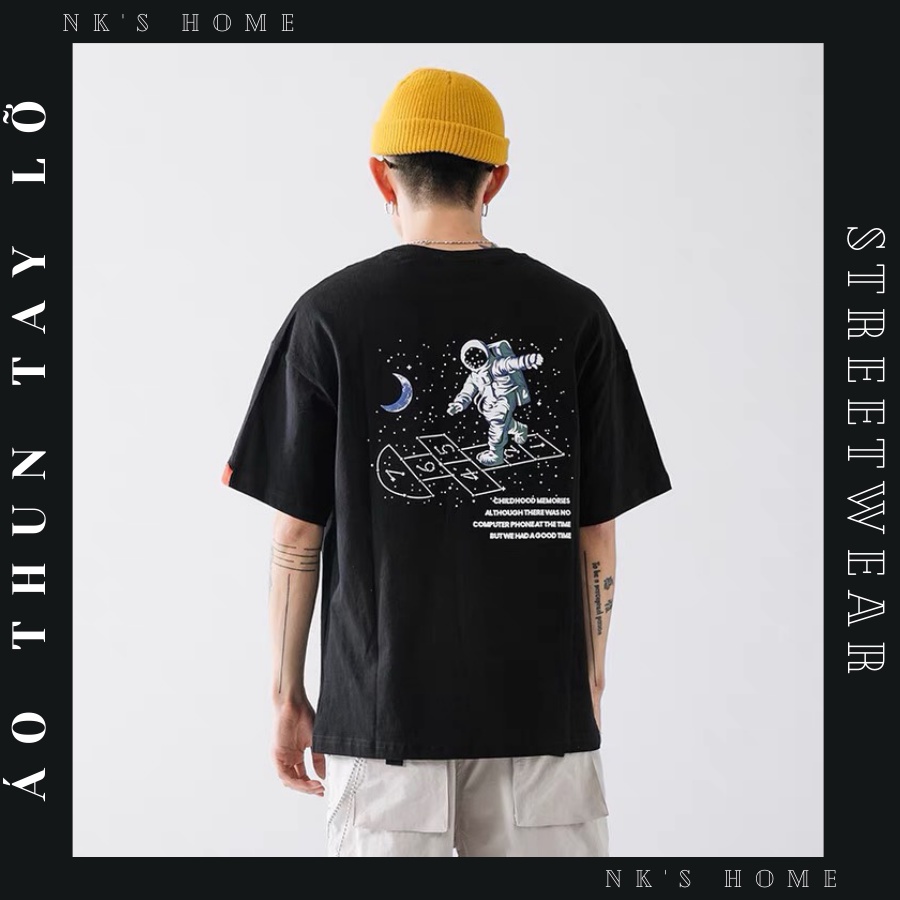 AT078 Áo Thun Tay Lỡ Form Rộng Unisex phi hành gia FERINE Áo phông F&S Thiết Kế Vải Dày Dặn Thoáng Mát
